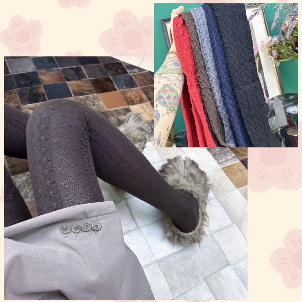 秋冬羊毛立体菱格绞花纹打底连裤袜