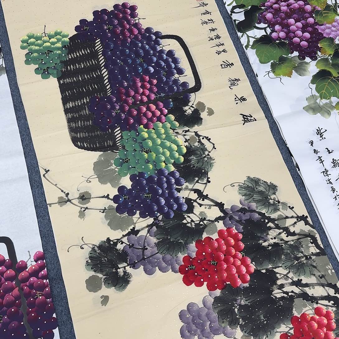 国画尺寸70X138手绘作品 