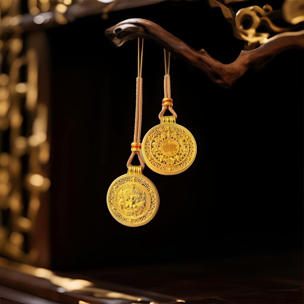 合金吊坠 合金吊坠独角貔貅金色八宝罗盘钥匙扣背包挂饰好寓意