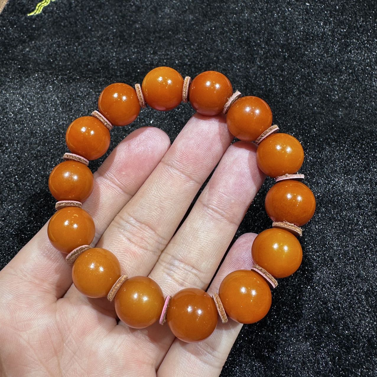 【表哥专属】4 G27884-蜜蜡老蜡圆珠单圈手串-尺寸14mm-