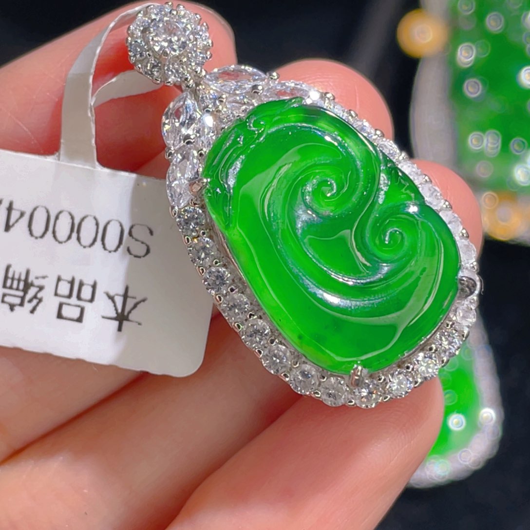 翡翠吊坠(不含链)银S925镶嵌