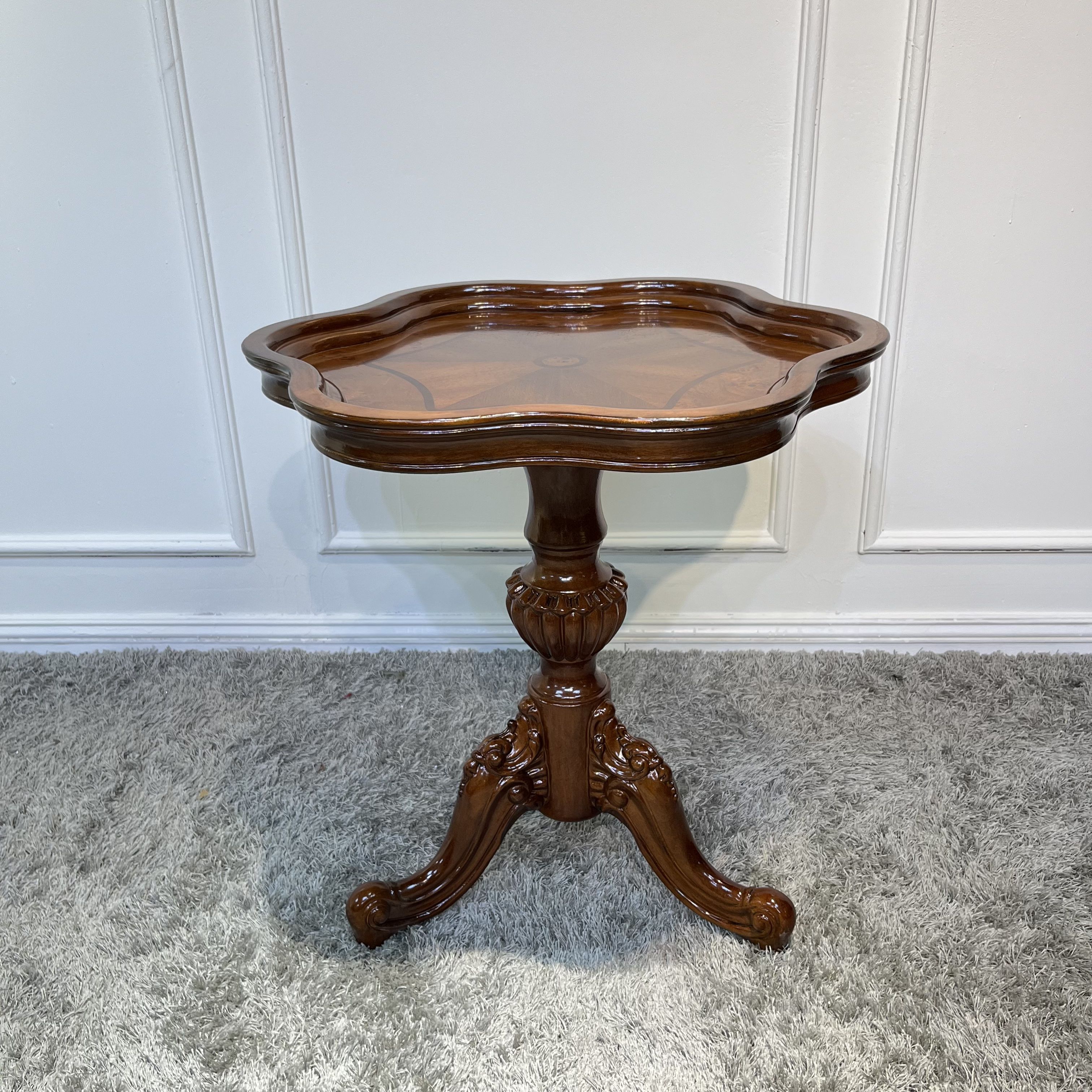 美式实木茶几重工雕花边几高端别墅客厅角几实木几