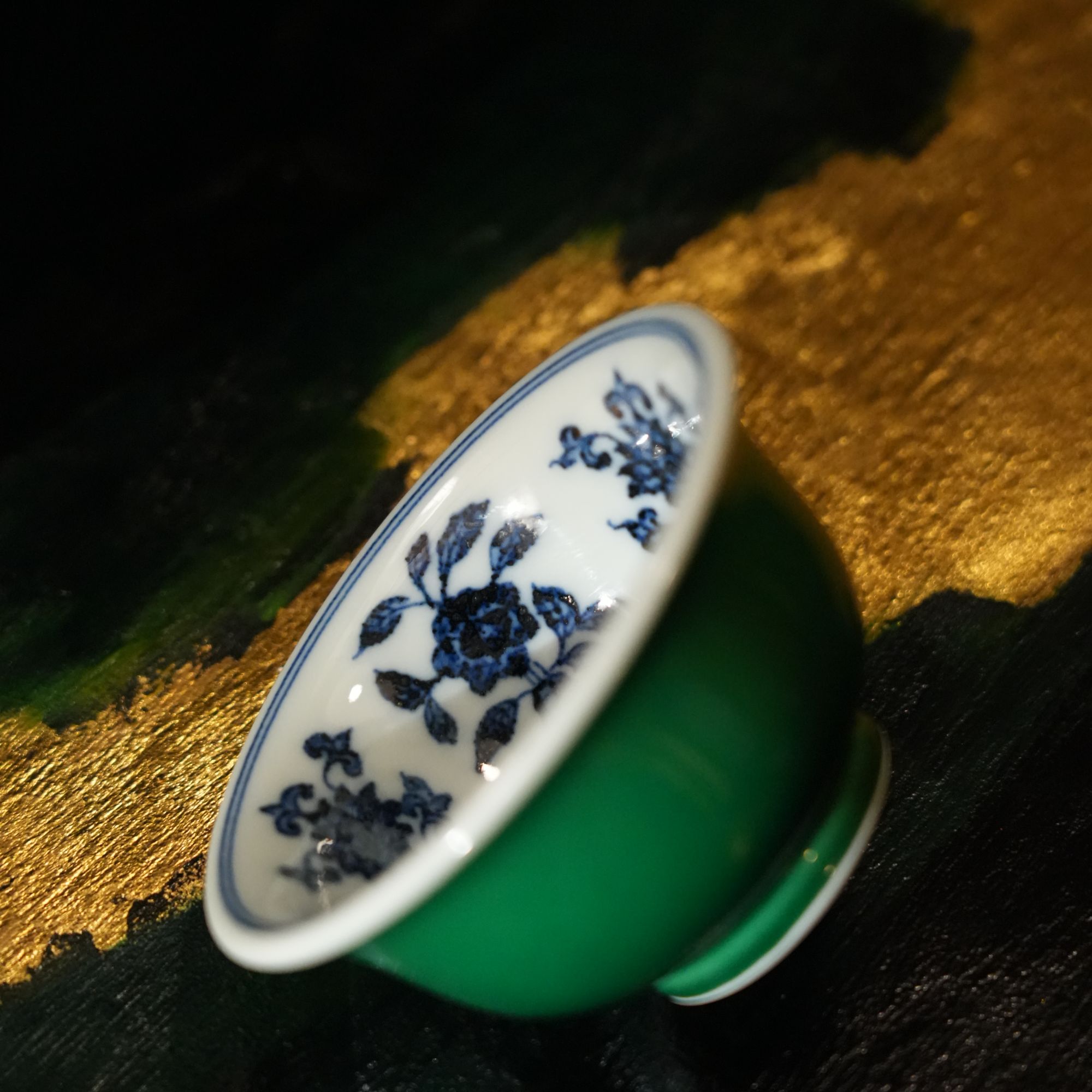 【雲梦】瓷堂里-帝王绿四季花卉小压手杯