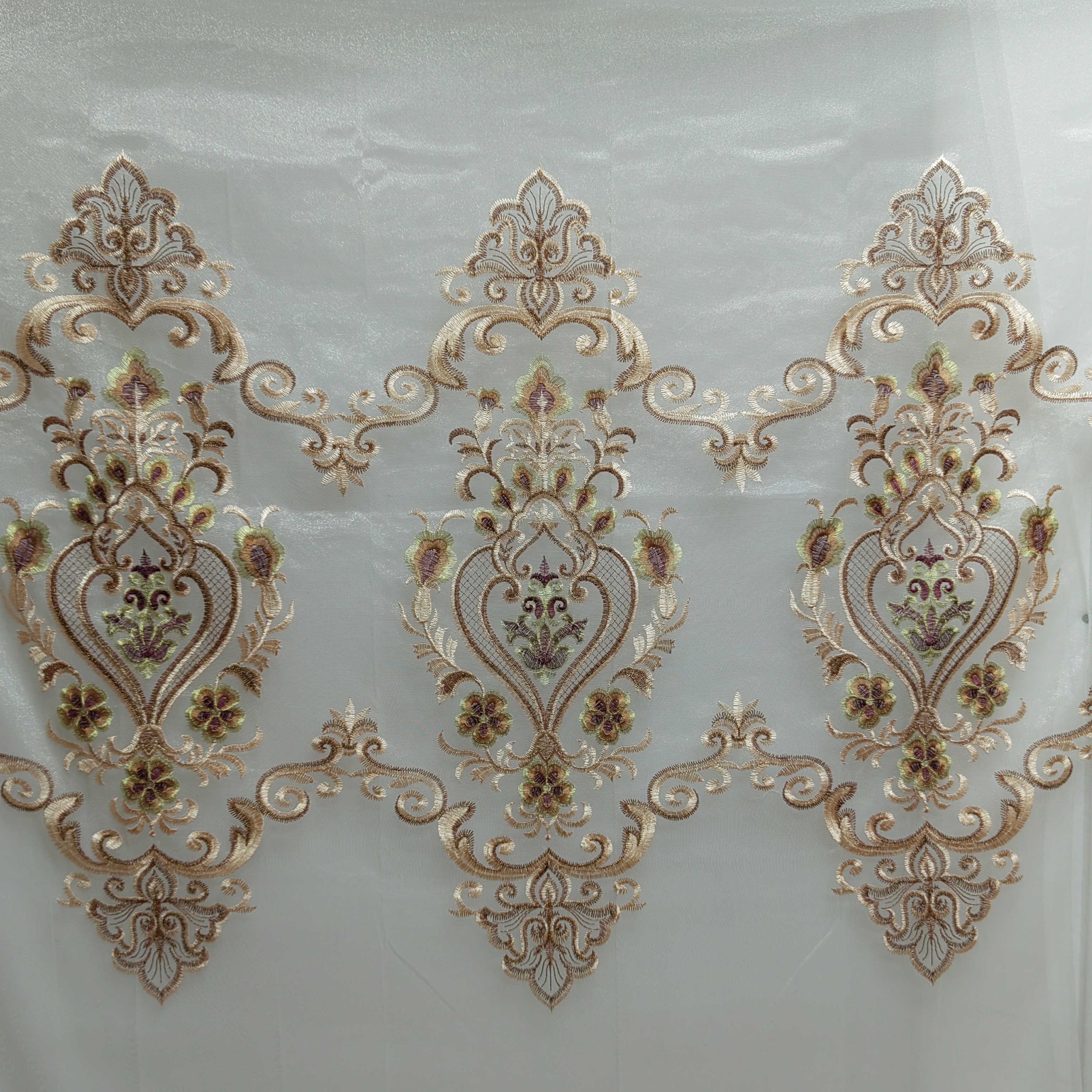 00382 窗帘纱挂钩款成品刺绣客厅阳光纱帘宽5米高2.7米免费对开