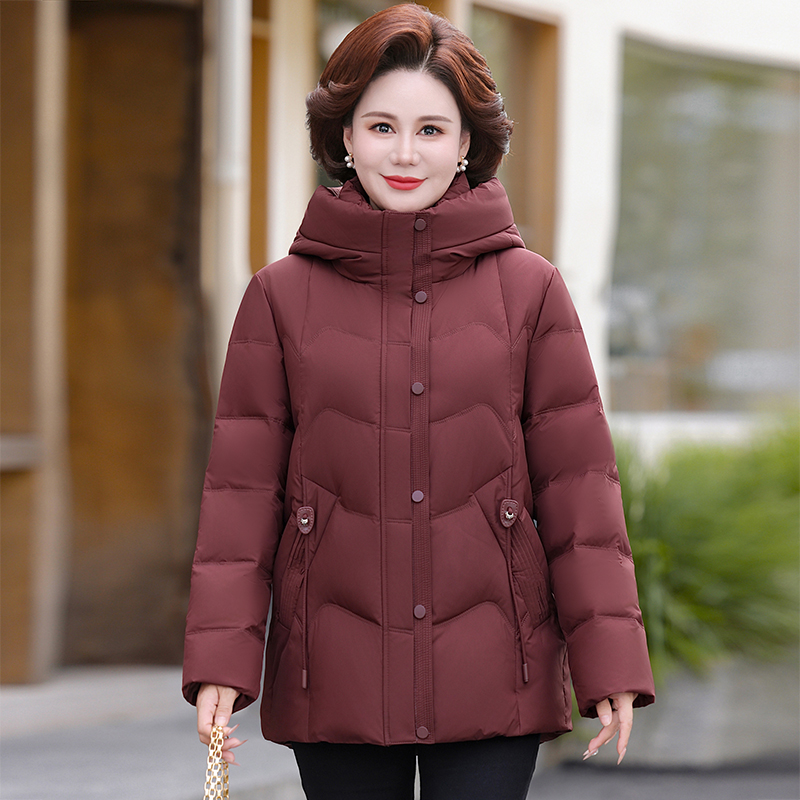 冬季羽绒服2025新款妈妈装加厚中老年白鸭绒中长款宽松大码外套