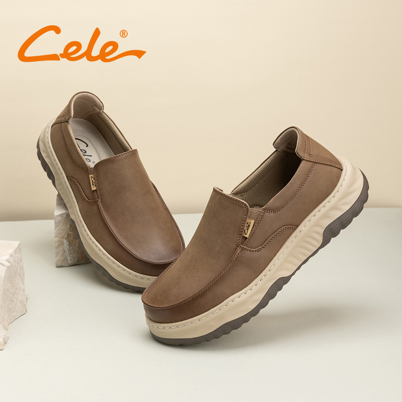Cele策乐一脚蹬商务休闲皮鞋男鞋2025秋季真皮软底软面套脚爸爸鞋
