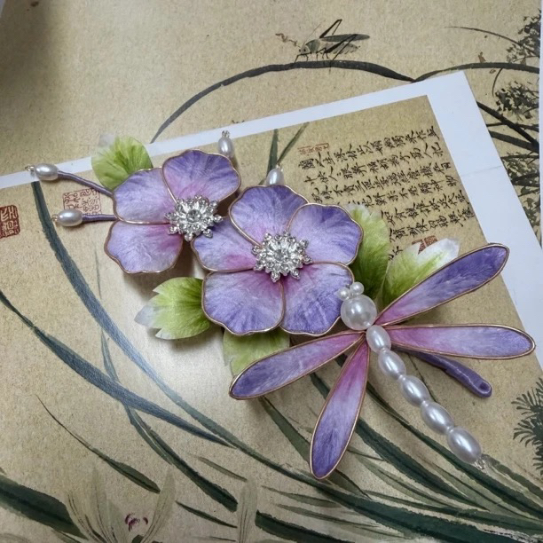 安柚专属春亦归古风发饰绒花发簪 手工制作默认微瑕