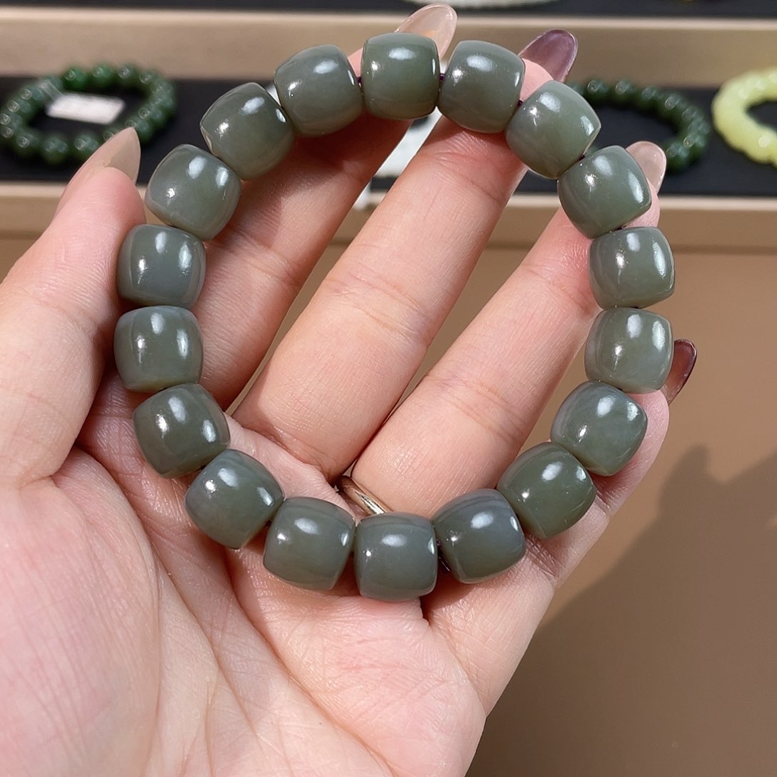 和田玉手链未镶嵌冰烟紫 12