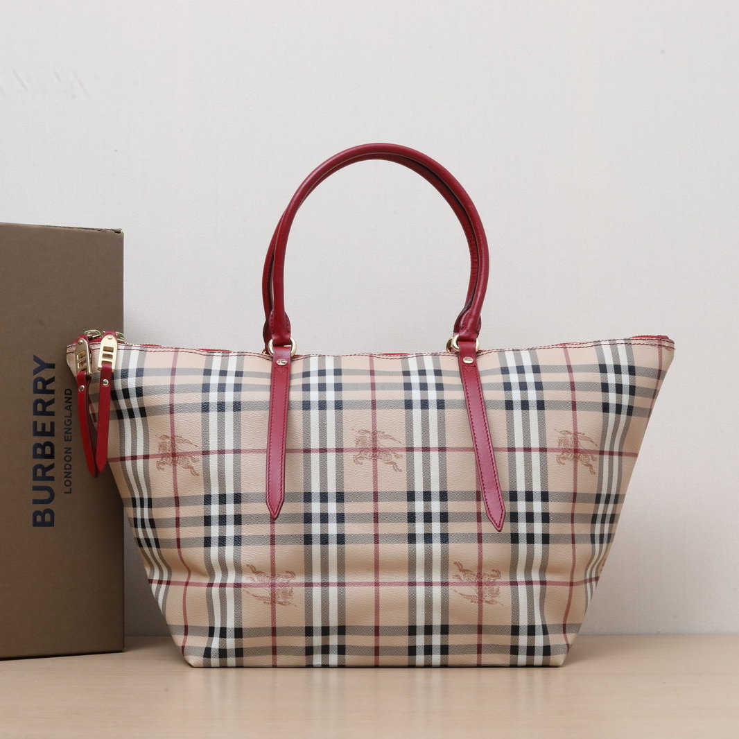 95新 BURBERRY/博柏利 【娇】 巴宝莉格子 PVC 金扣 501642