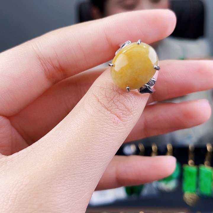 翡翠戒指银S925镶嵌饰品