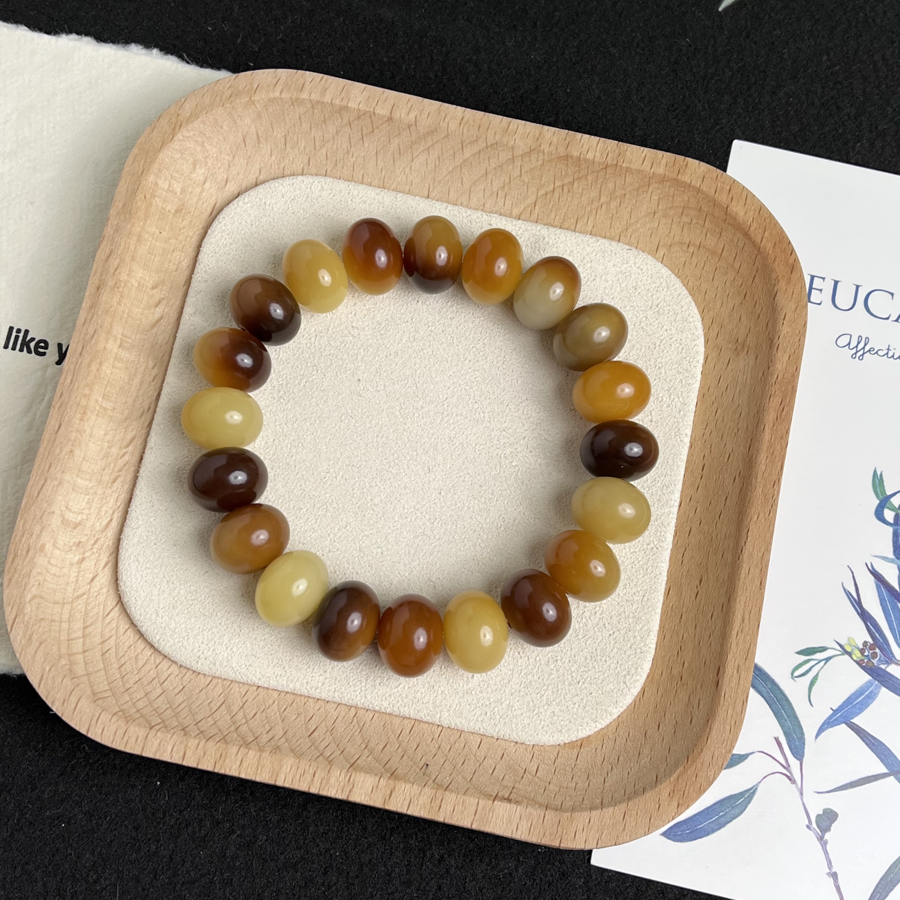 【焦幻林14mm】菩提根焦糖算盘珠单圈CS011-1167