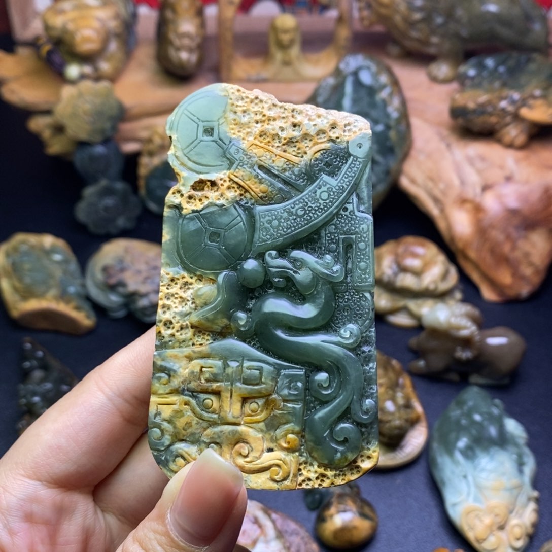 岫岩河磨玉（透闪石质玉）未镶嵌把件✨***宝