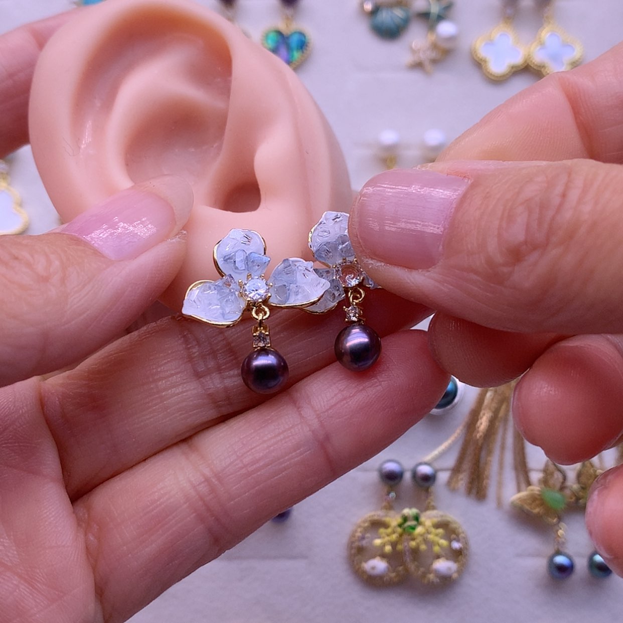 【闪购商品】淡水珍珠耳饰合金