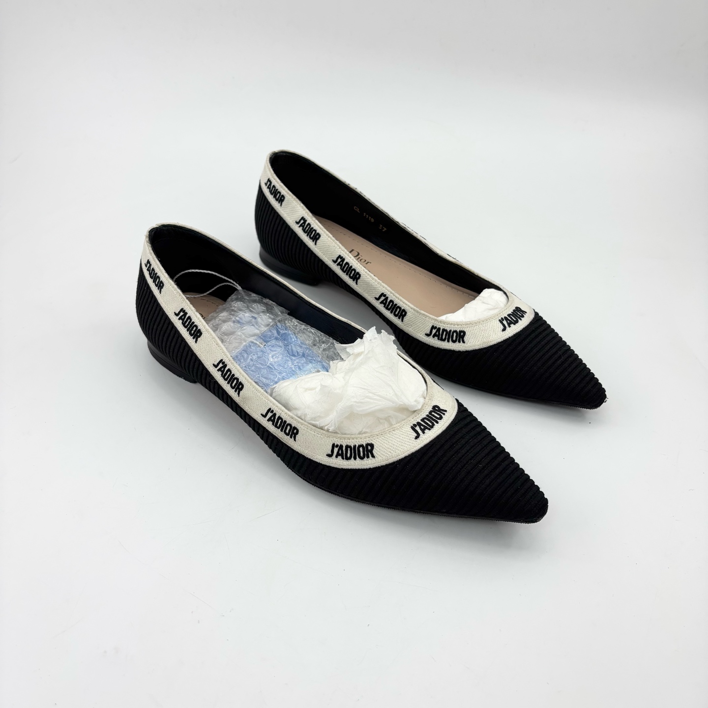 95新 DIOR/迪奥 37码/黑色标语平底凉鞋/TT250746