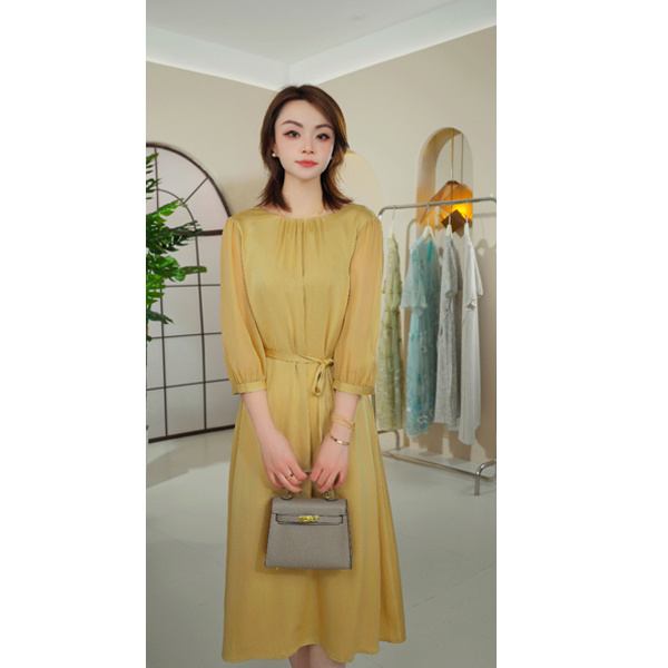 夏季新款轻奢优雅桑蚕丝连衣裙61600