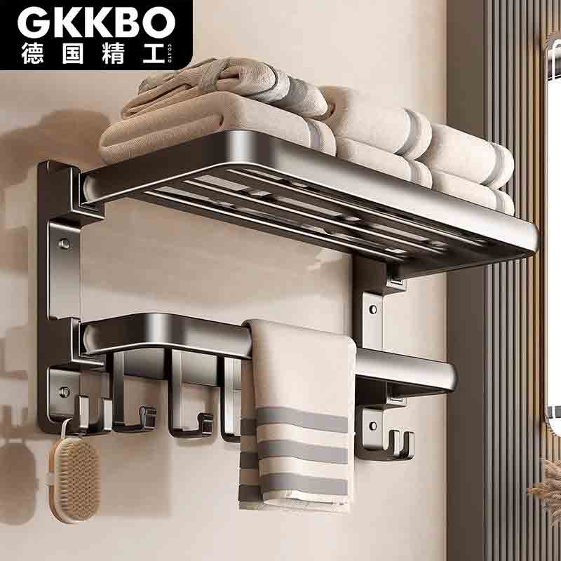 GKKBO德国精工】427免打孔扁管浴巾架卫生间卫生间毛巾架免打孔