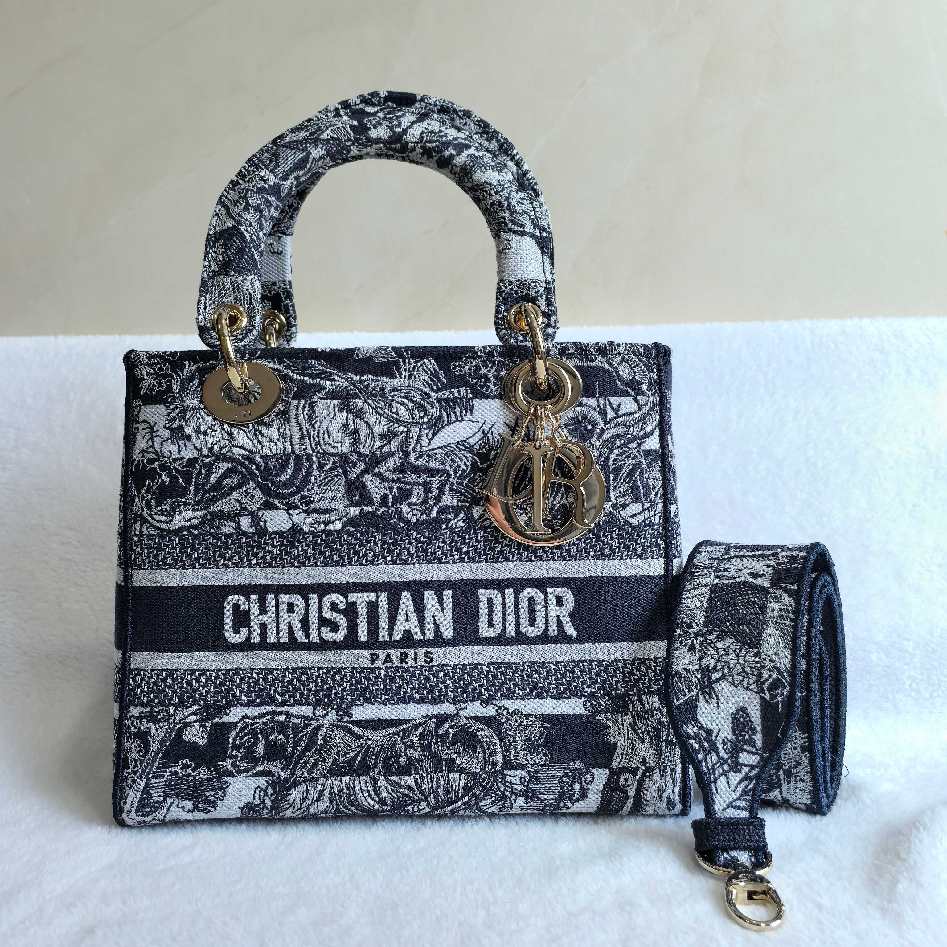 95新 DIOR/迪奥 AZ/深蓝色动物五格戴妃包/D525