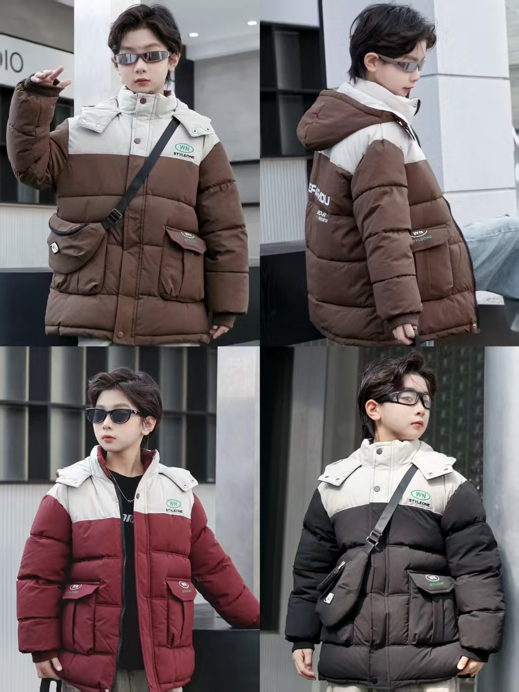 冬季0中大童装派克棉服卫衣裤套装组合