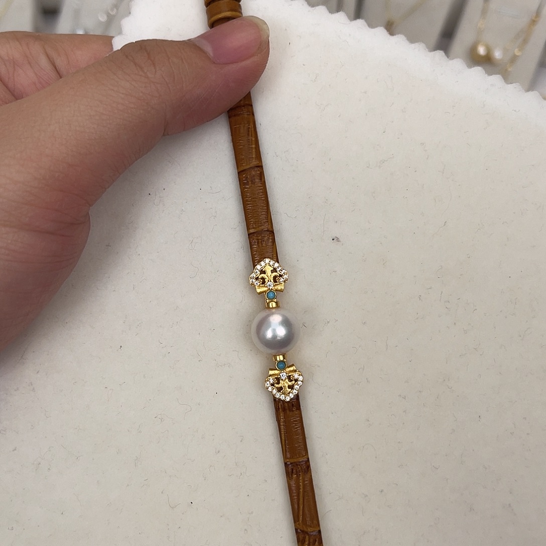 银S925镶嵌淡水珍珠手绳