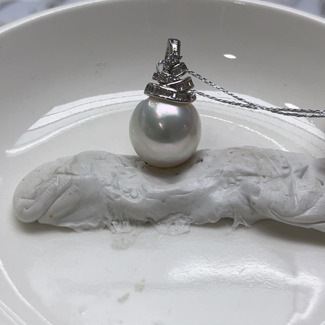 吊坠(不含链)银S925镶嵌海水珍珠12-13mm