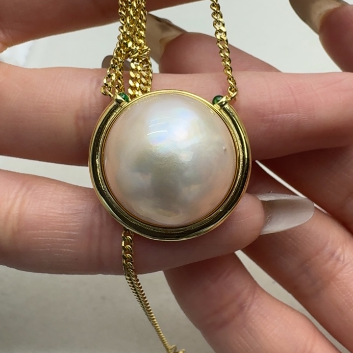 拼合珍珠（马贝珠）颈饰银S925镶嵌