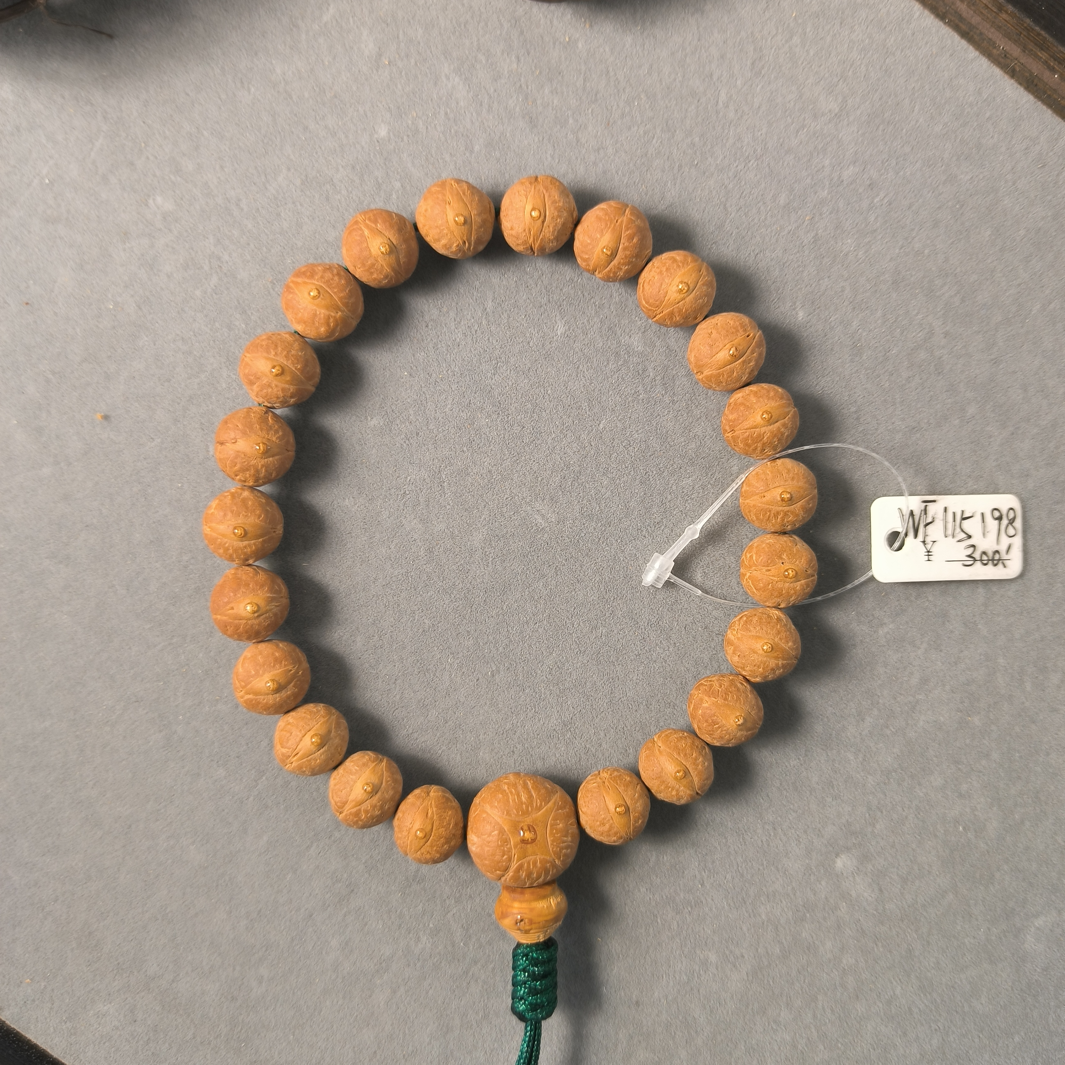【WF115198】11.5mm尼泊尔凤眼菩提手串配麒麟眼三通文玩手串