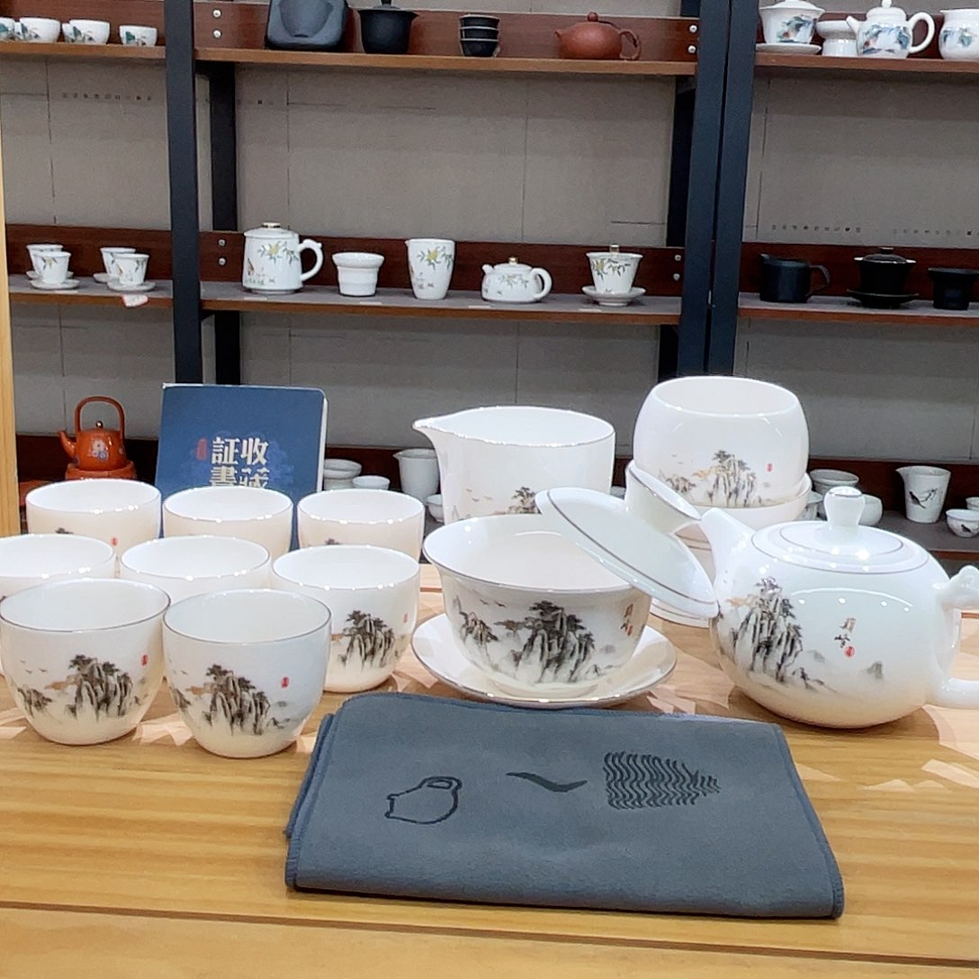 高端羊脂玉茶具套装