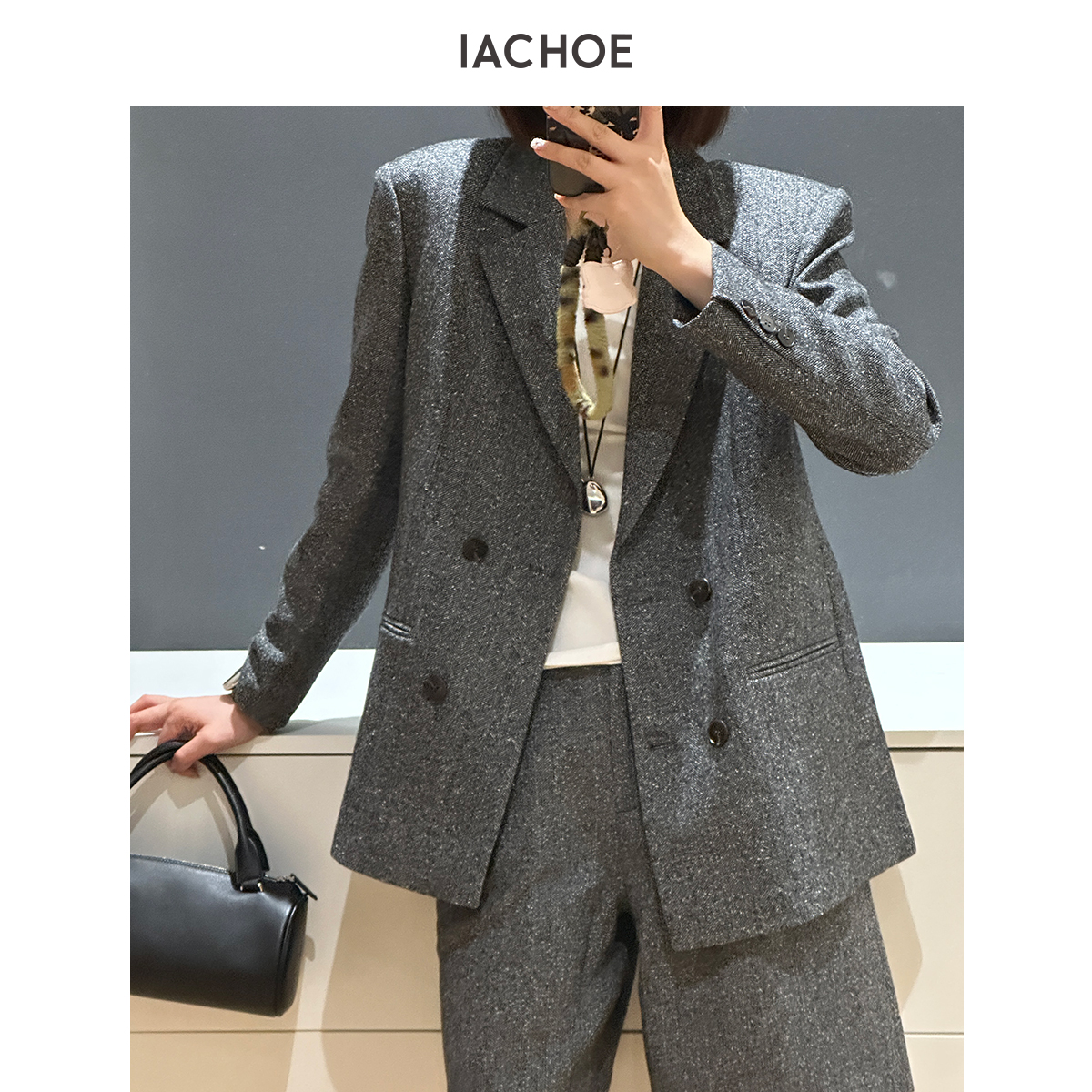 IACHOE含羊毛梭织西装外套3661512007