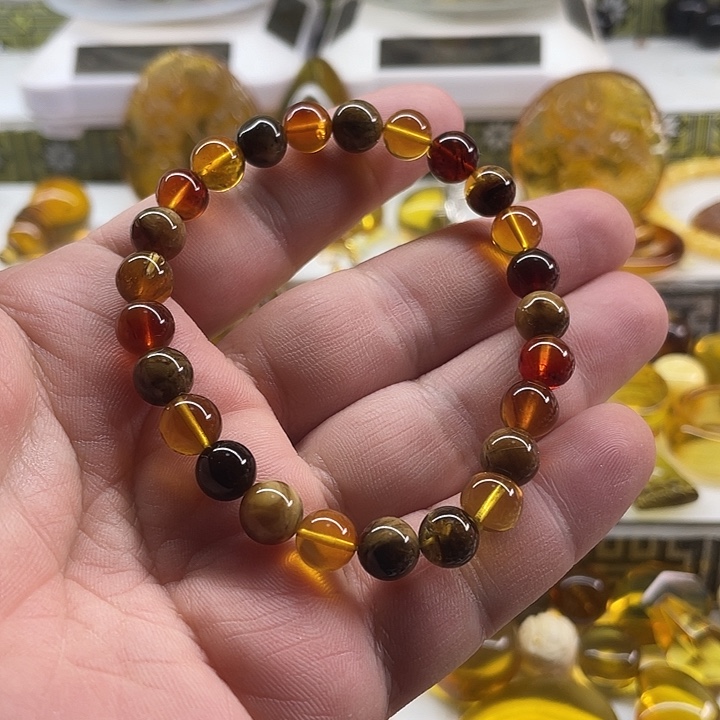 琥珀未镶嵌裸石手串