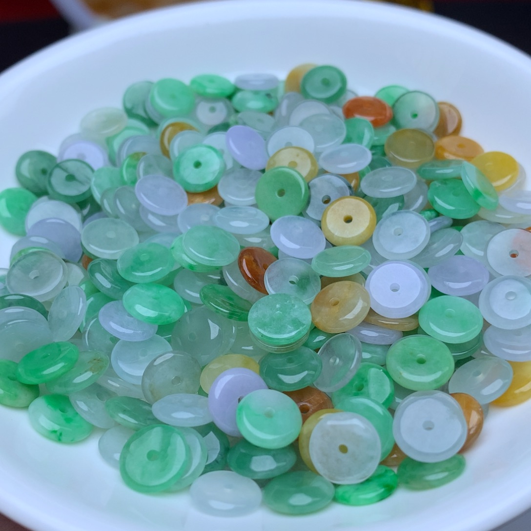 【闪购商品】翡翠手链未镶嵌卡8冰三彩平安扣10个