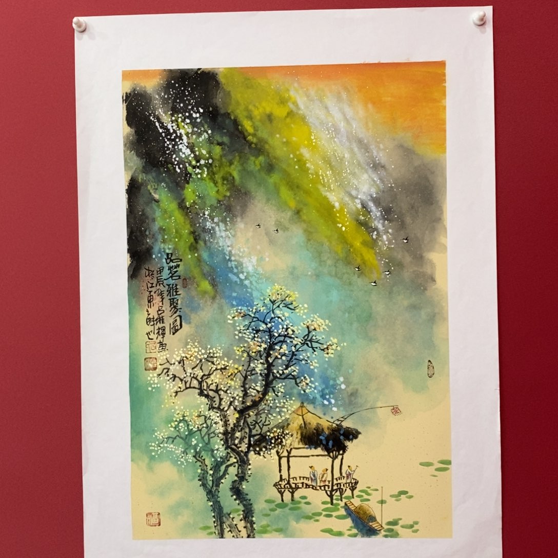 国画吕桂辉四尺三开真人真品