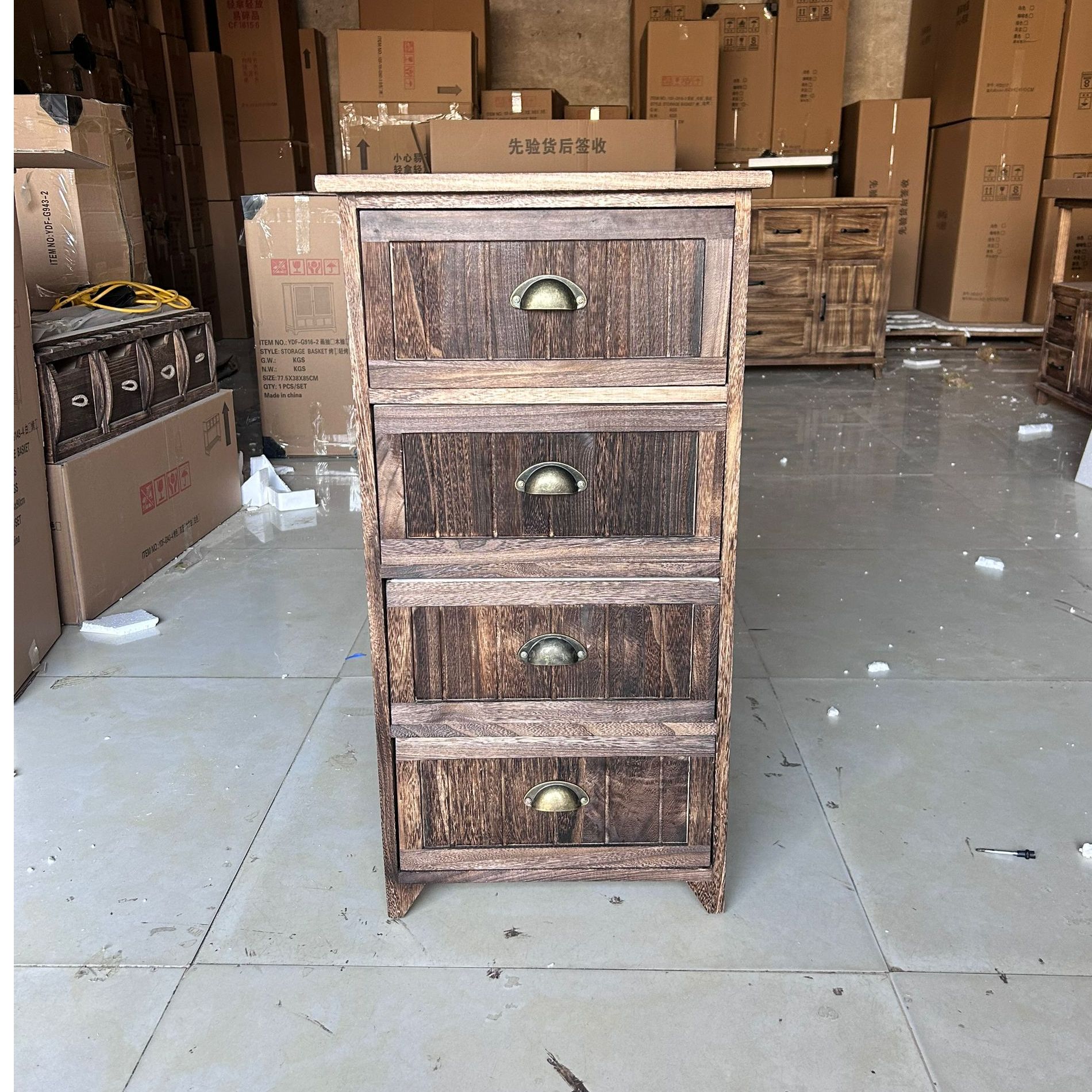 中式复古实木斗柜简约床头柜美式客厅柜多抽收纳储物柜阳台柜整装