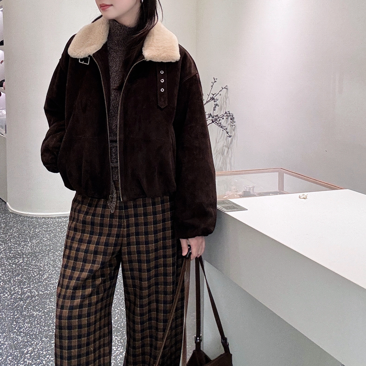 SHANG 冬日氛围感皮毛一体鹅绒服外套