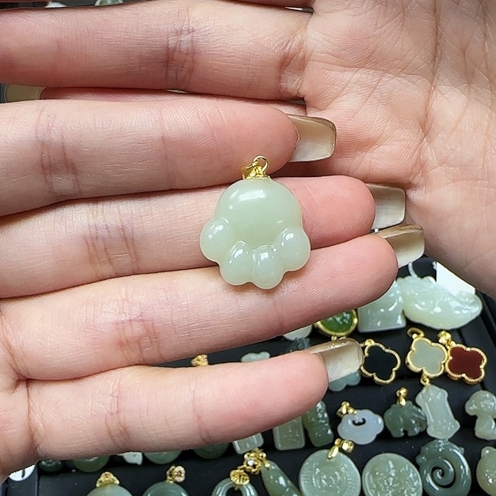 和田玉颈饰银S925镶嵌