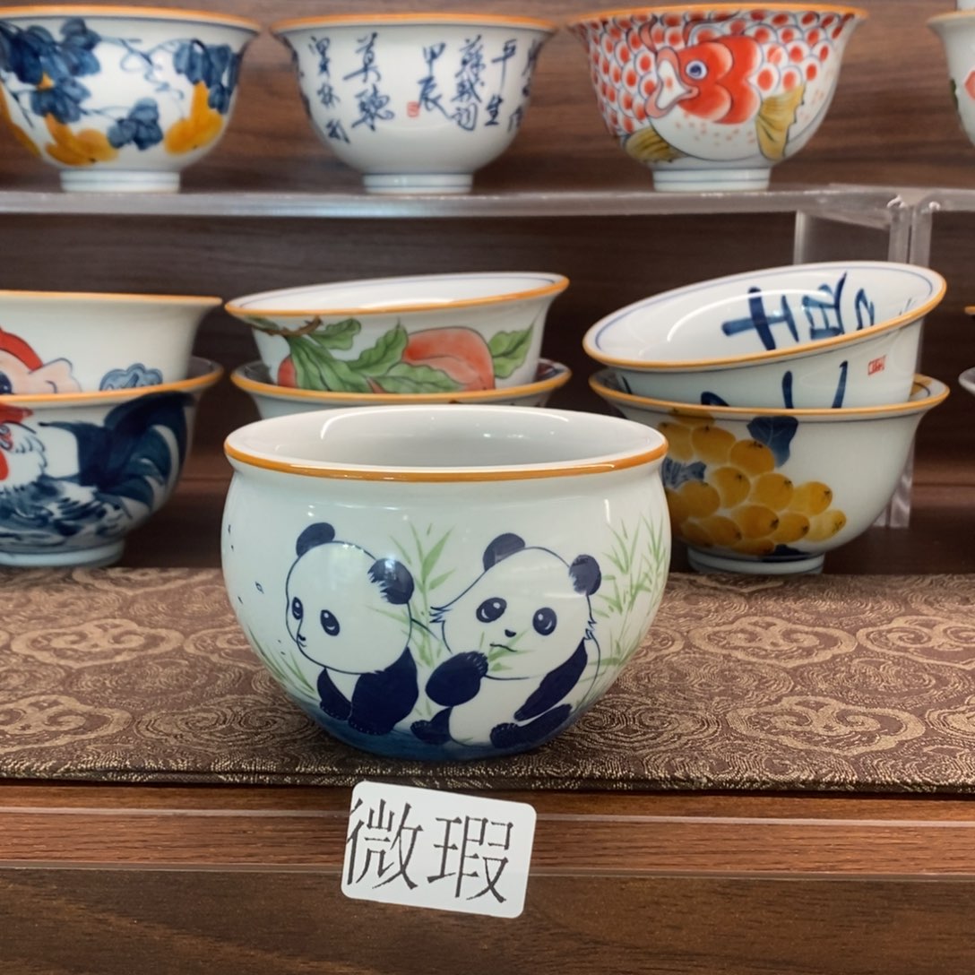 微瑕釉下彩纯手绘手工绘制