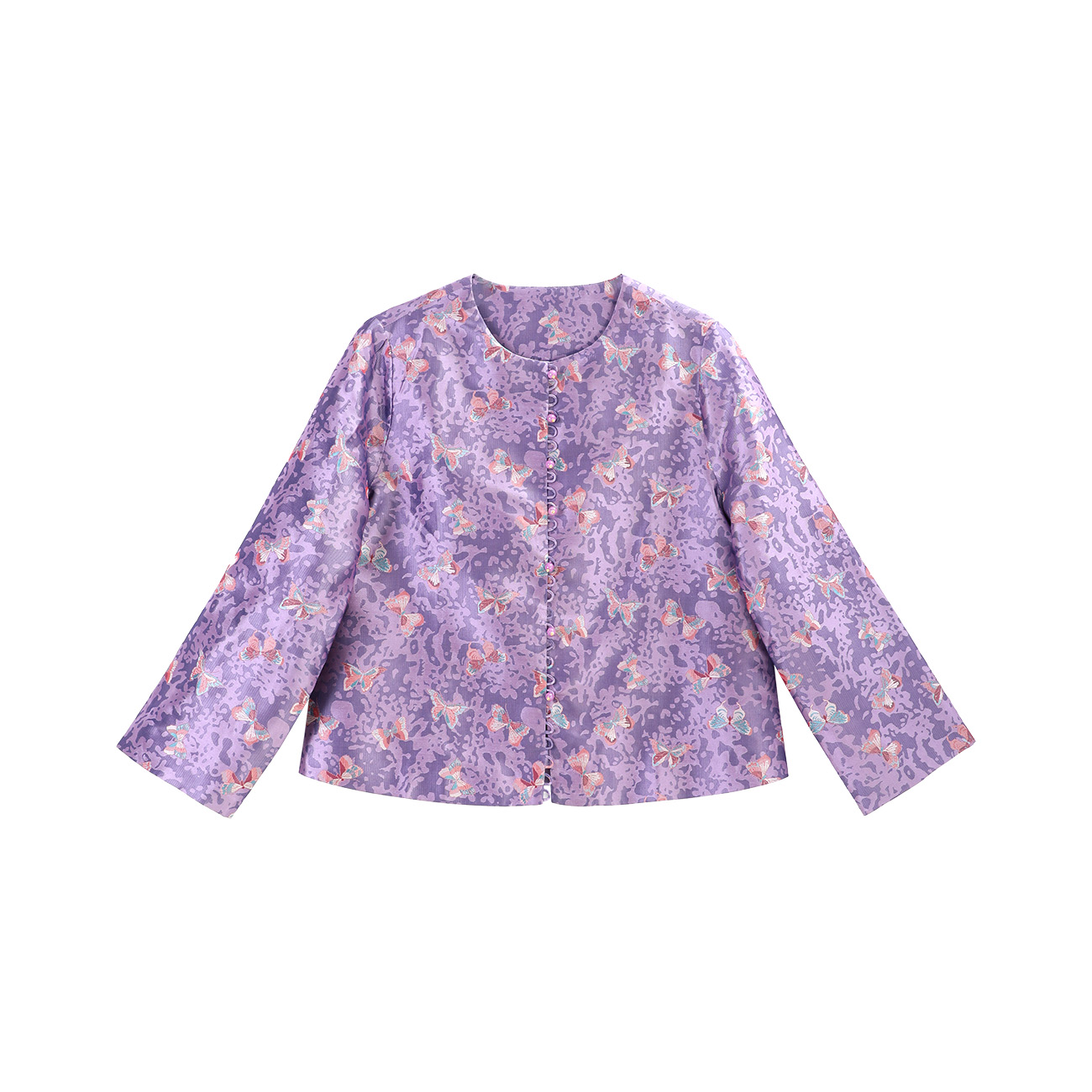 【北鱼专属】香芋紫云中蝶蜀锦外套  25027