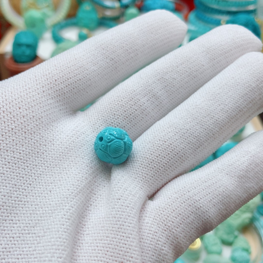 绿松石未镶嵌莲花珠10.7mm