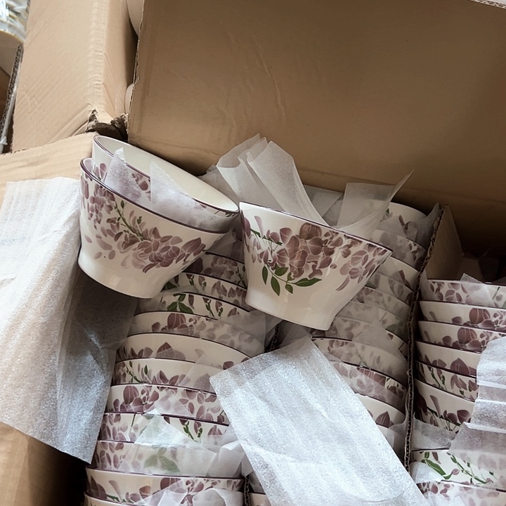 （紫色大花）5英寸斗笠碗6只