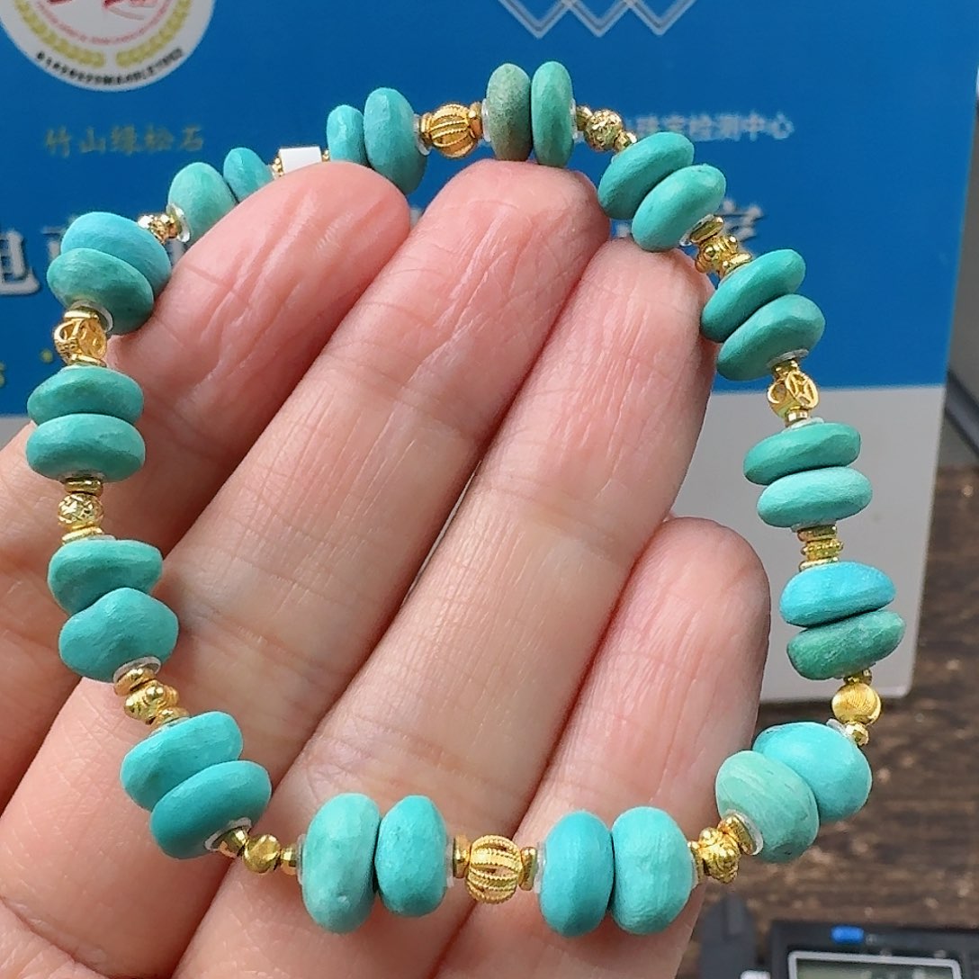 绿松石珠宝奇石18K金镶嵌