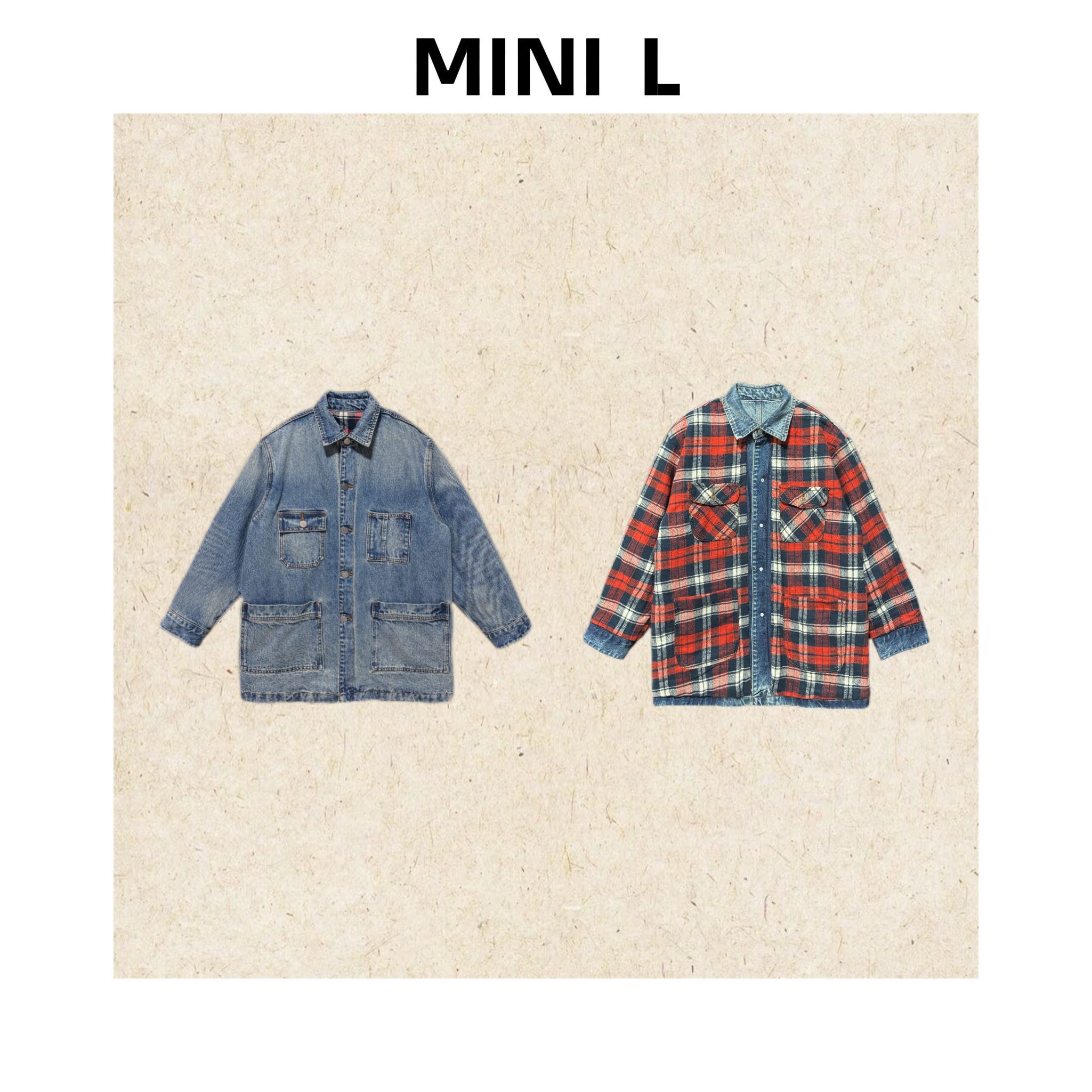 [MINI L]“巴赛尔”男女同款两面穿多口袋复古腔调翻领牛仔外套