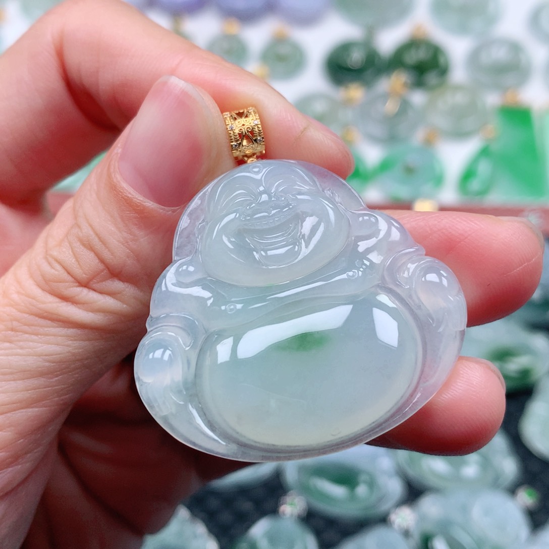 翡翠吊坠(不含链)18K金镶嵌