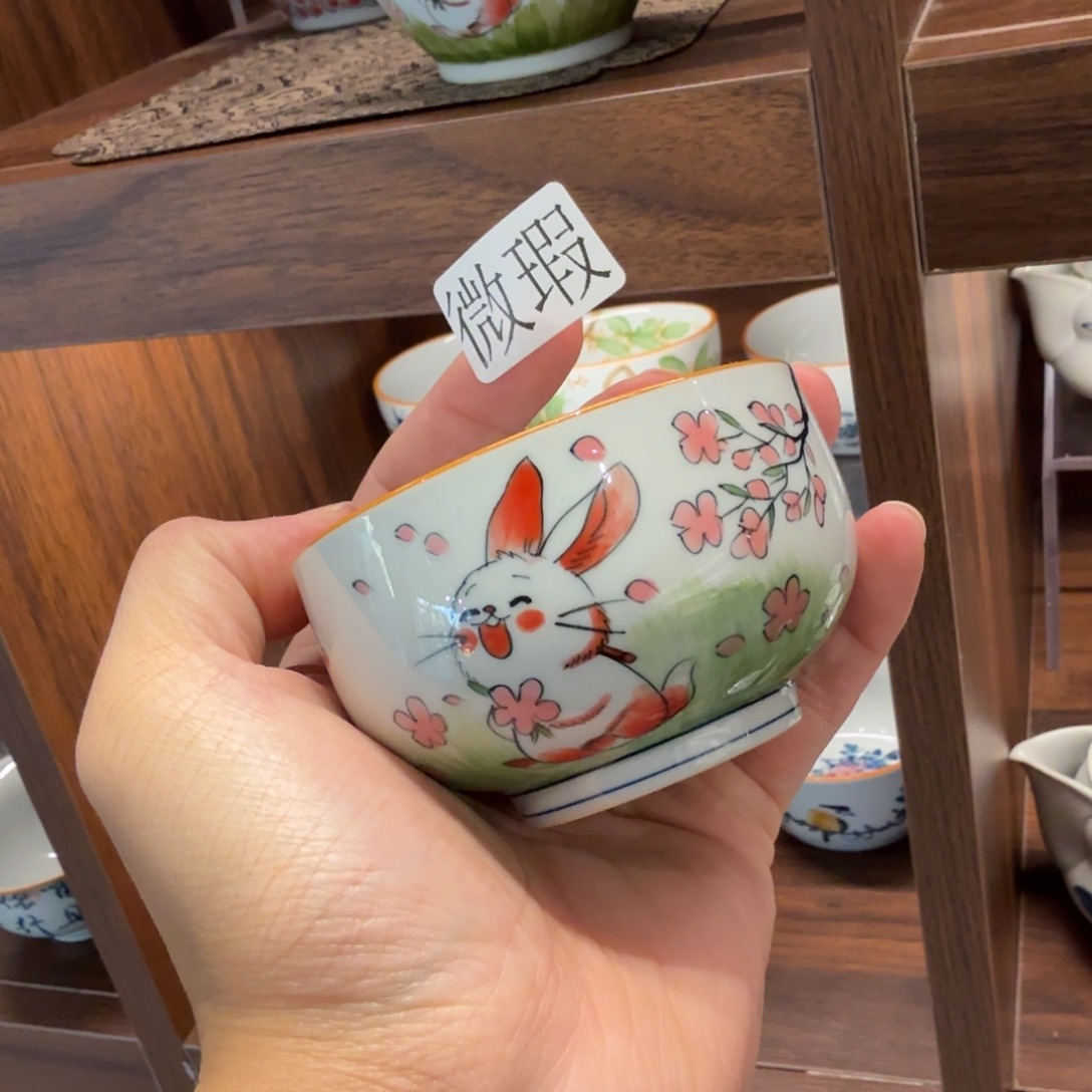 釉下手绘茶具微瑕