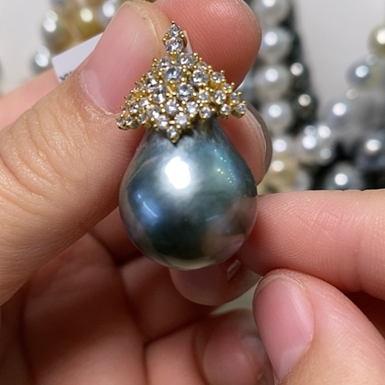 海水珍珠颈饰银S925镶嵌17.2