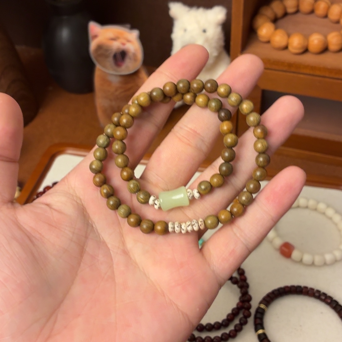 菩提根/象牙果手串绿檀木