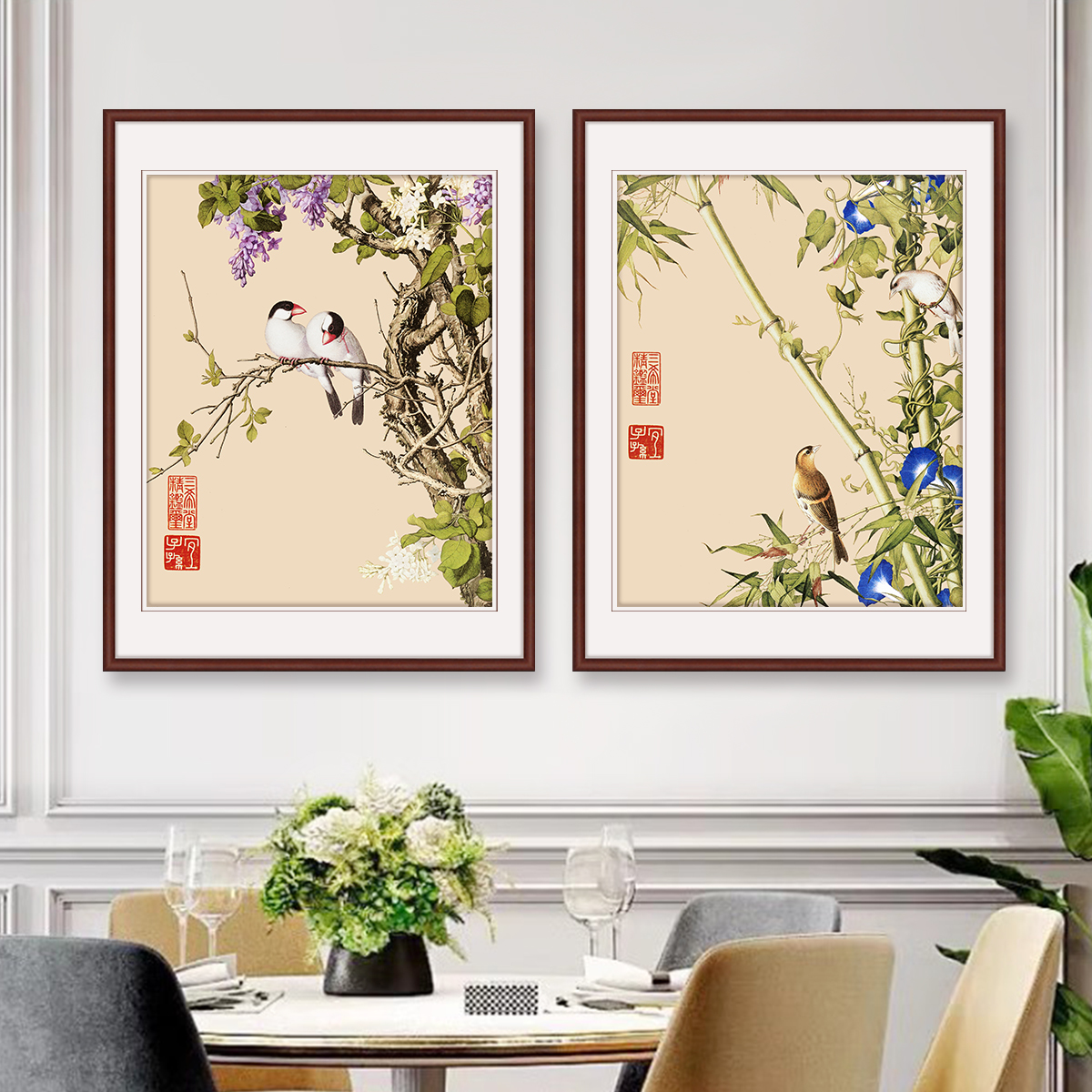 郎世宁仙萼长春图十字绣2025新款客厅书房古风名画花鸟图手工刺绣