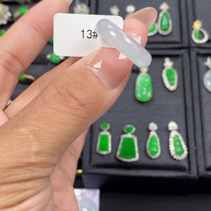 翡翠银S925镶嵌颈饰戒圈