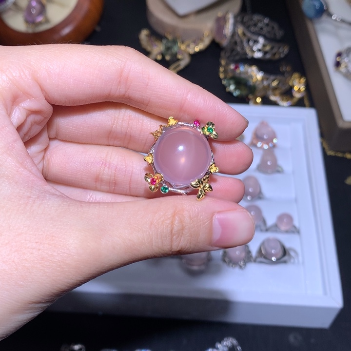 手链银S925镶嵌橄榄石机*蝶戒指