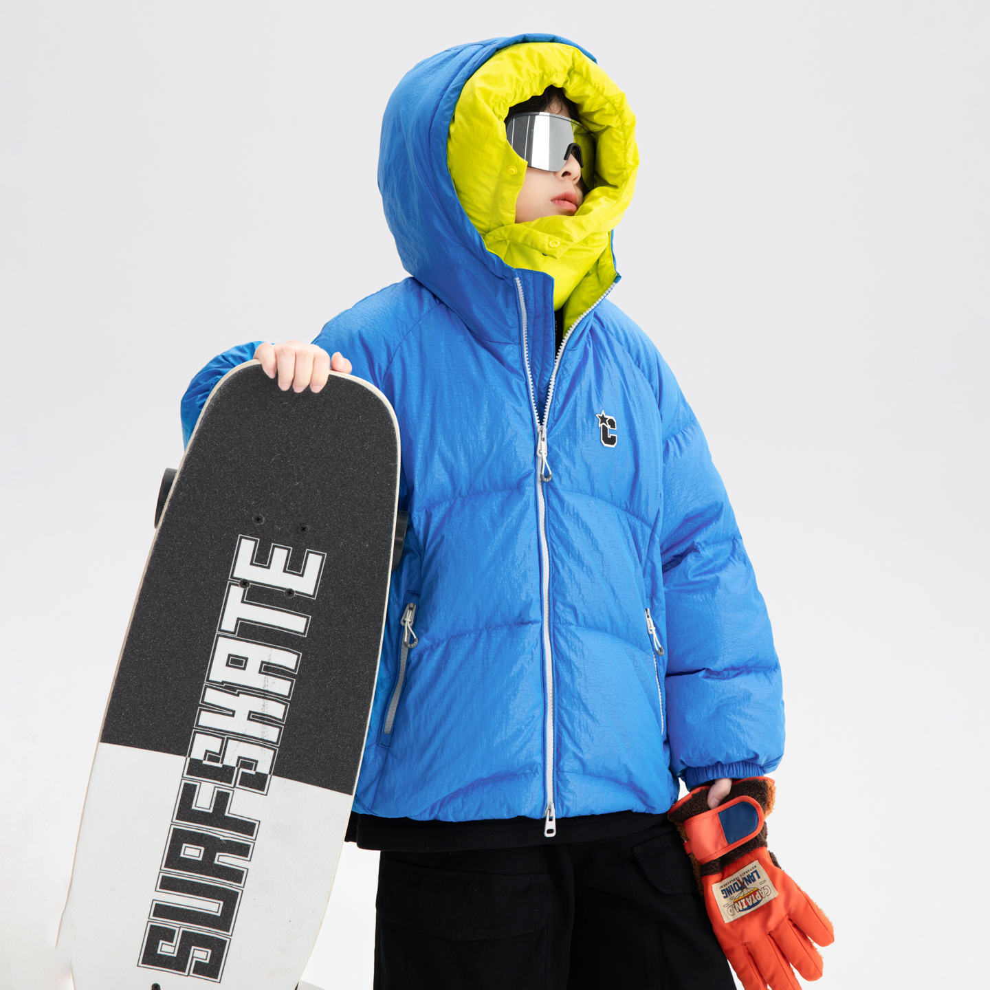 男童冬季户外可拆卸面罩滑雪羽绒服2025新款儿童男孩运动防寒外套