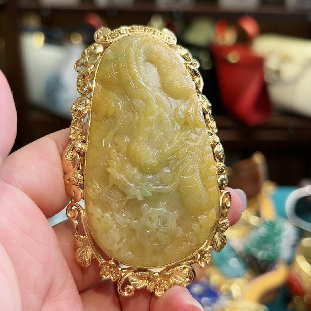 翡翠颈饰银S925镶嵌古风