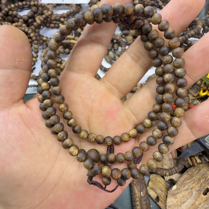 沉香沉香碎屑奇楠沉香金沙叶卡0.5多圈圆珠沉水浮11克+